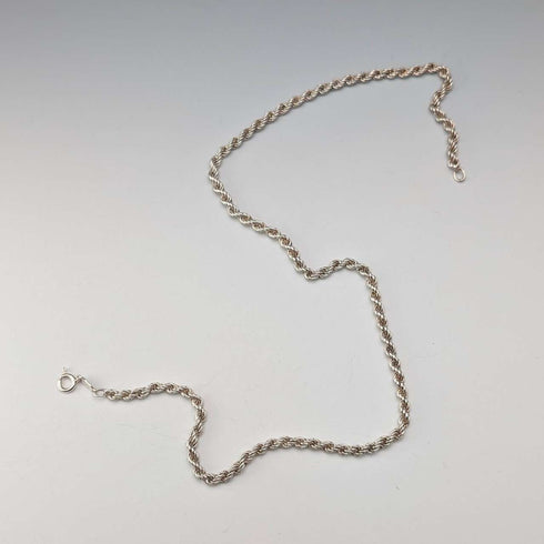 英国ヴィンテージ 純銀製 ツイストチェーン ネックレス45cm 9g G.H.G