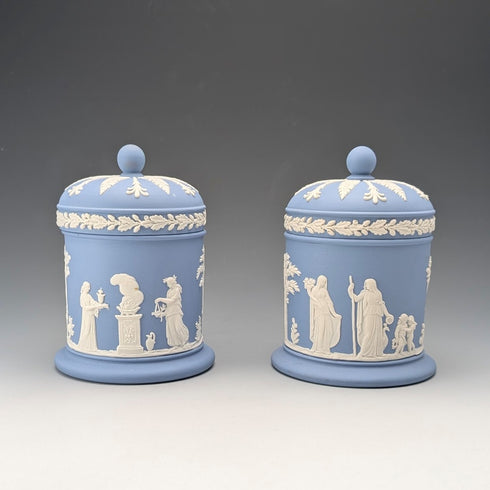 Pair of Vintage British Wedgwood Jasperware Tea Caddy Boxes