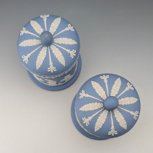 Pair of Vintage British Wedgwood Jasperware Tea Caddy Boxes