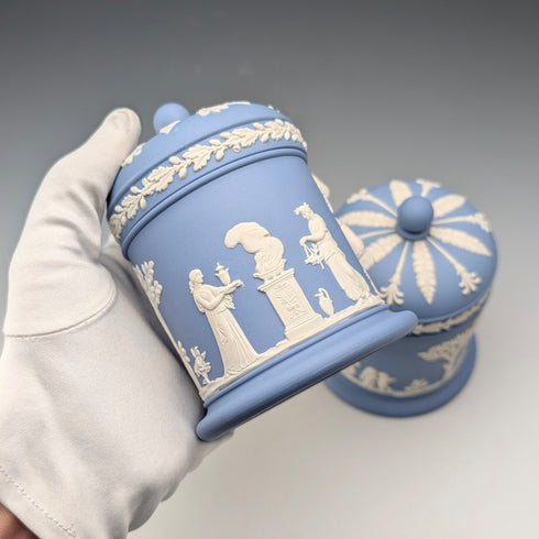 Pair of Vintage British Wedgwood Jasperware Tea Caddy Boxes