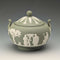 Vintage British Wedgwood Green Jasperware Sugar Bowl with Lid