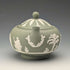 Vintage British Wedgwood Green Jasperware Sugar Bowl with Lid
