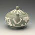 Vintage British Wedgwood Green Jasperware Sugar Bowl with Lid