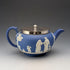 Antique British Wedgwood Teapot, Jasperware, Royal Blue, Metal Lid
