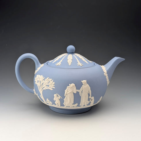 British Vintage Wedgwood Teapot Jasperware Pale Blue
