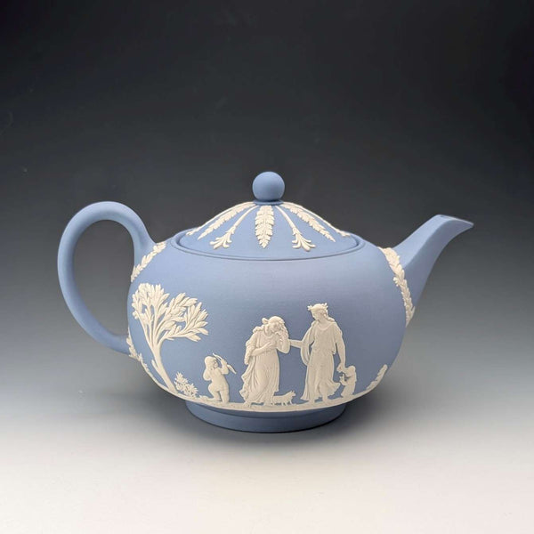英國復古韋奇伍德茶壺 Jasperware 淡藍色