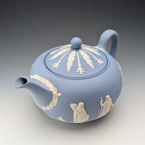 British Vintage Wedgwood Teapot Jasperware Pale Blue