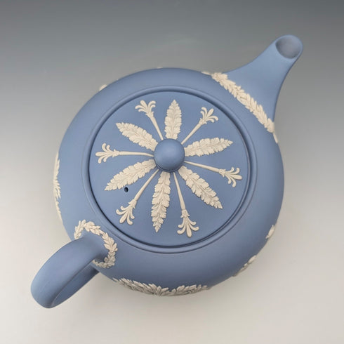 British Vintage Wedgwood Teapot Jasperware Pale Blue