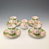 Early 20th Century Minton (England) Cockatoo Green Demitasse Cups & Saucers, 4-piece Set & Cream Jug