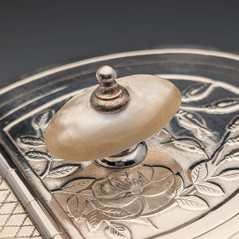 19世紀後半 英国アンティーク シルバープレート製 ジャポニズム装飾 コーヒーポット Johnson&Co