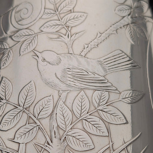 19世紀後半 英国アンティーク シルバープレート製 ジャポニズム装飾 コーヒーポット Johnson&Co