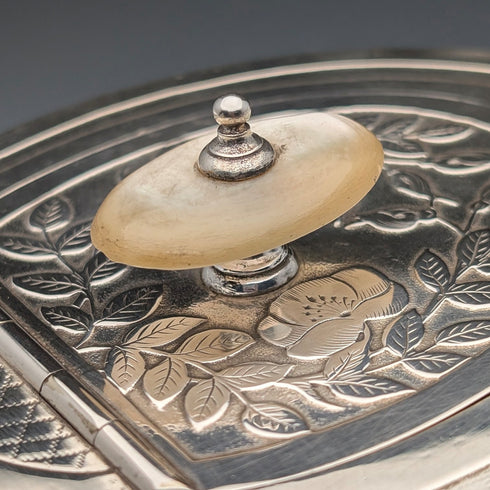 19世紀後半 英国アンティーク シルバープレート製 ジャポニズム装飾 ティーポット Johnson&Co