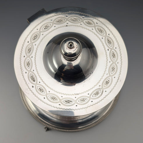 Antique English Silver Plate Biscuit Barrel, circa 1875, George Goodfellow & Sons