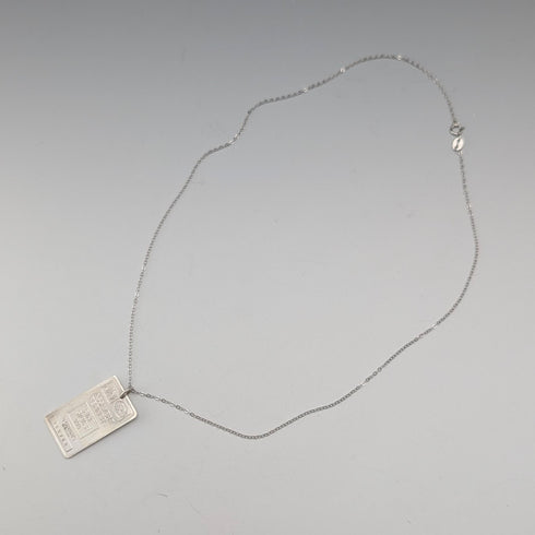 1981年 英国 純銀製 薄型インゴットペンダント純銀ネックレス付 計6g