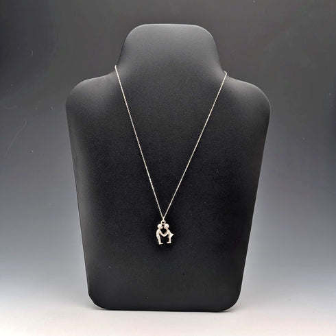 Vintage Boy & Girl Silver Charm Pendant with Pure Silver Necklace Total 6.2g