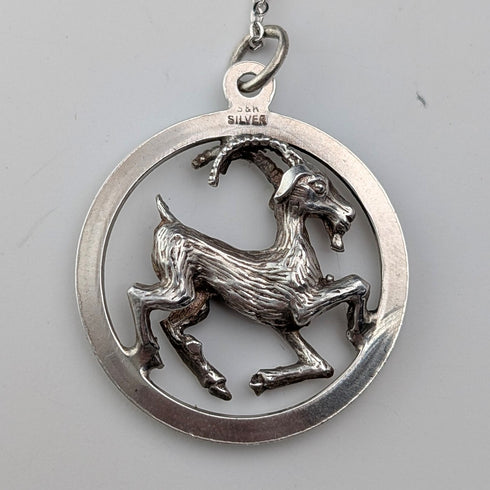 ヴィンテージ 純銀ヤギ ペンダント 純銀ネックレス付き 計6.8g