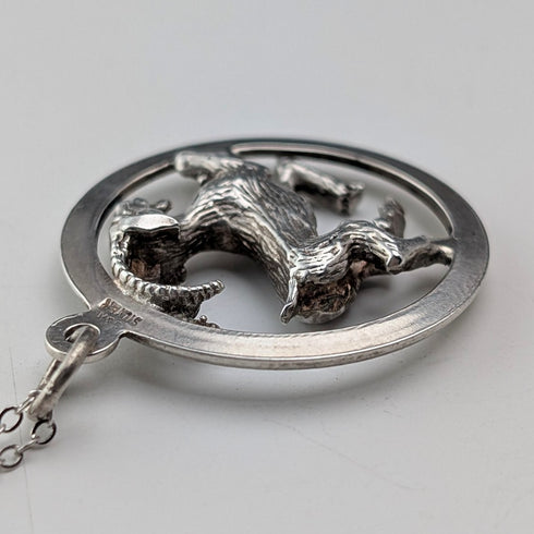 ヴィンテージ 純銀ヤギ ペンダント 純銀ネックレス付き 計6.8g