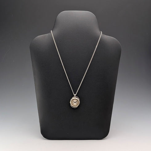 英国ヴィンテージ 純銀ケースレディースウォッチペンダント 純銀ネックレス付き