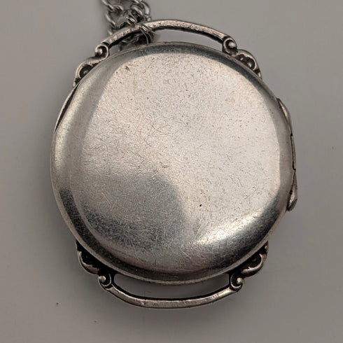 英国ヴィンテージ 純銀ケースレディースウォッチペンダント 純銀ネックレス付き