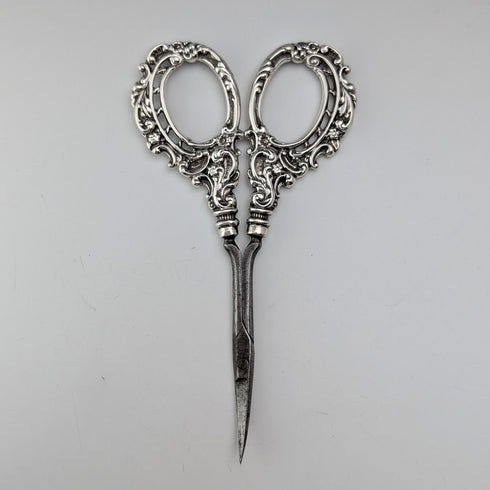 British Antique Pure Silver Handle Grooming Scissors Levi & Salaman