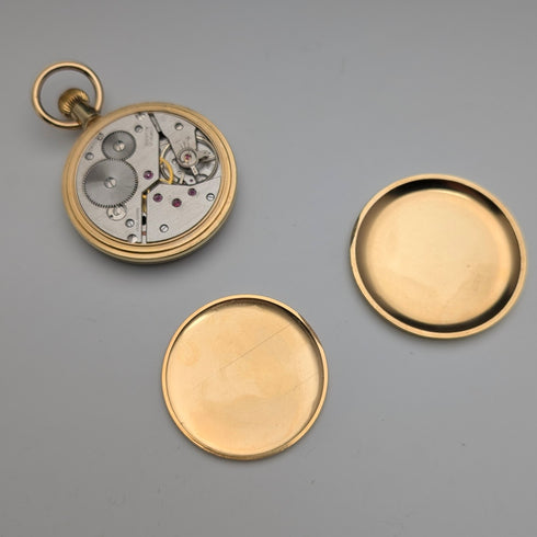 1960年代左右 古董 瑞士RONE 懷錶 金鍍開面 良好運作