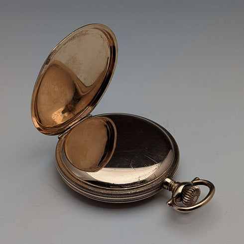 1913年 美國古董 Elgin 懷錶 金鍍獵人式錶殼 運作良好