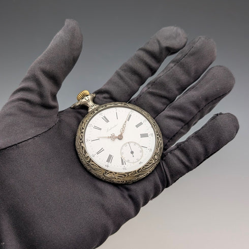 19世紀末 古董 LABRADOR(歐米茄) 懷錶 浮雕雕刻 開面 良好運作