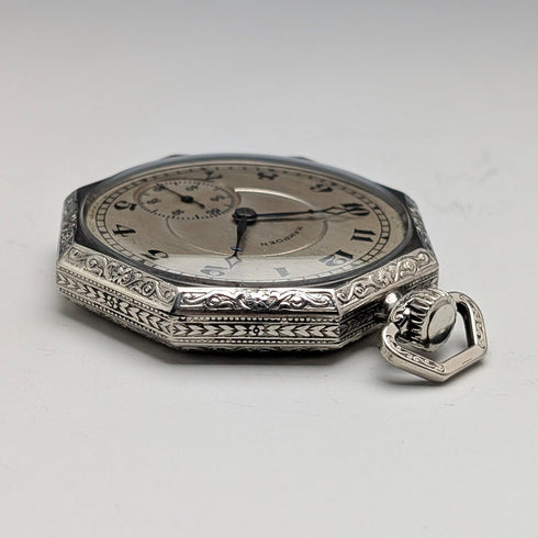 1918年頃 アンティーク ハンプデン 懐中時計 金張りオクタゴンケース 動作良好