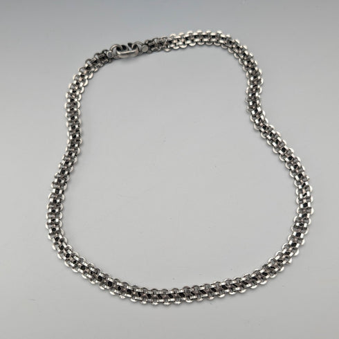 Vintage Sterling Silver Fancy Link Chain Necklace, 45cm, 36g
