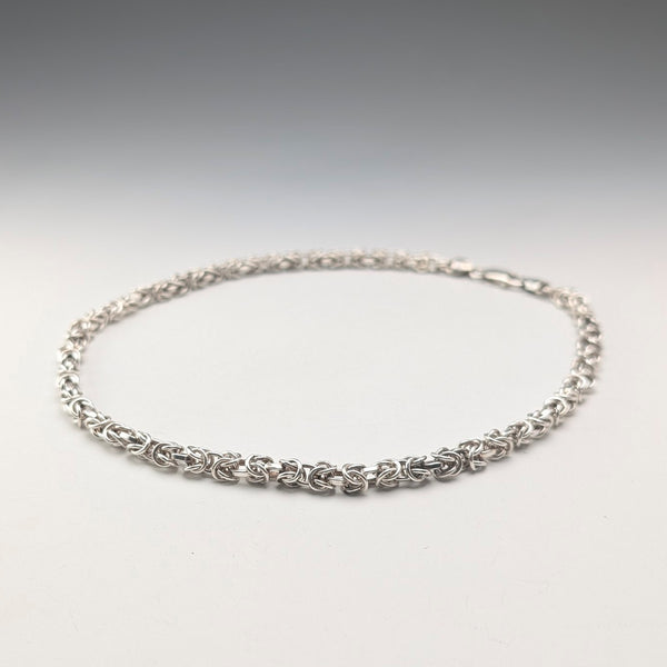 Vintage Sterling Silver Byzantine Chain Necklace, 46cm, 47g