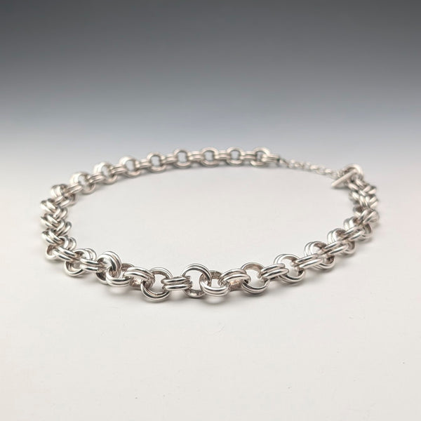 Vintage Sterling Silver Double Link Chain Necklace, 50cm, 106g