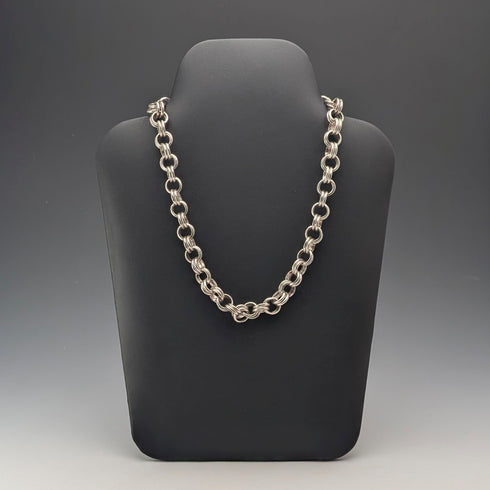 Vintage Sterling Silver Double Link Chain Necklace, 50cm, 106g
