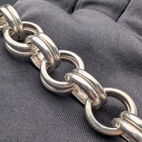 Vintage Sterling Silver Double Link Chain Necklace, 50cm, 106g