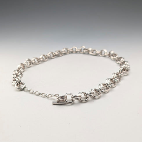 Vintage Sterling Silver Double Link Chain Necklace, 50cm, 106g