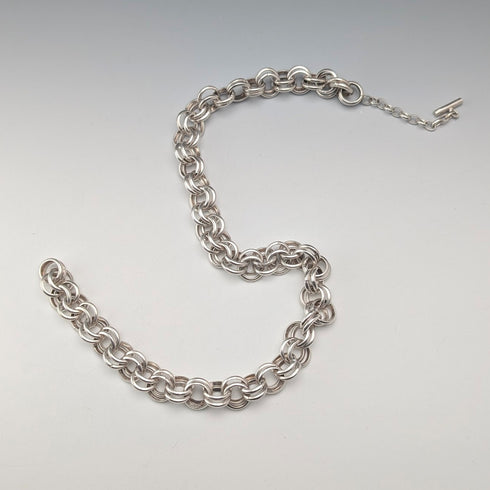 Vintage Sterling Silver Double Link Chain Necklace, 50cm, 106g