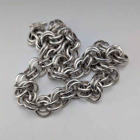 Vintage Sterling Silver Double Link Chain Necklace, 50cm, 106g