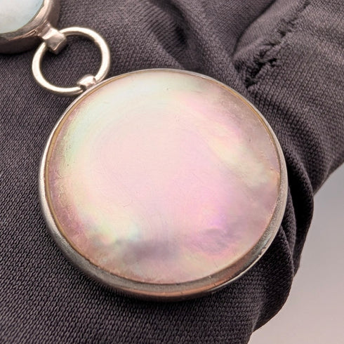 ヴィンテージ 純銀&マザーオブパール ネックレス47cm