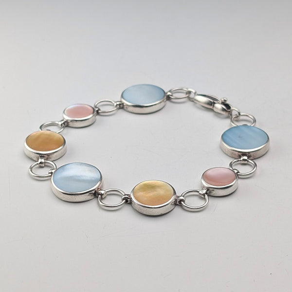 Vintage Sterling Silver & Mother of Pearl Bracelet