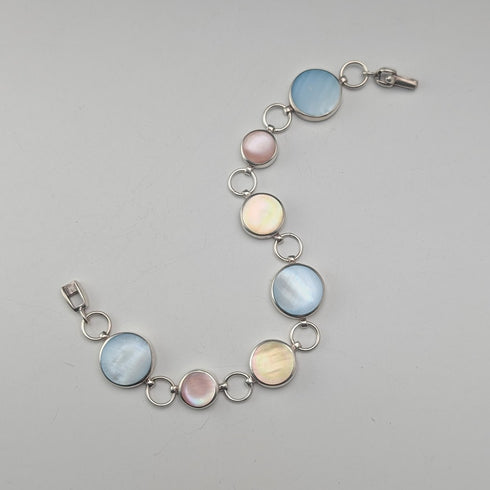 Vintage Sterling Silver & Mother of Pearl Bracelet