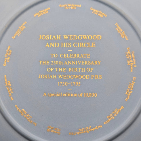 英国 ウェッジウッド ジャスパーウェア製 J.ウェッジウッド生誕250年記念プレート 直径21cm