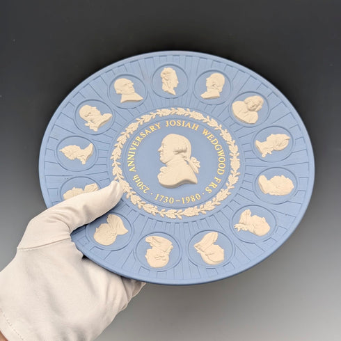 英国 ウェッジウッド ジャスパーウェア製 J.ウェッジウッド生誕250年記念プレート 直径21cm