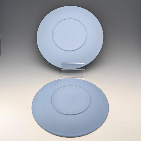 英国ヴィンテージ ウェッジウッド 天使 ジャスパーウェア製 プレートペア 直径22cm ペールブルー②