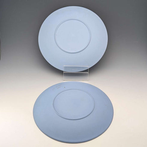 Pair of vintage Wedgwood Jasperware plates, Angel design, 22cm diameter, pale blue ②
