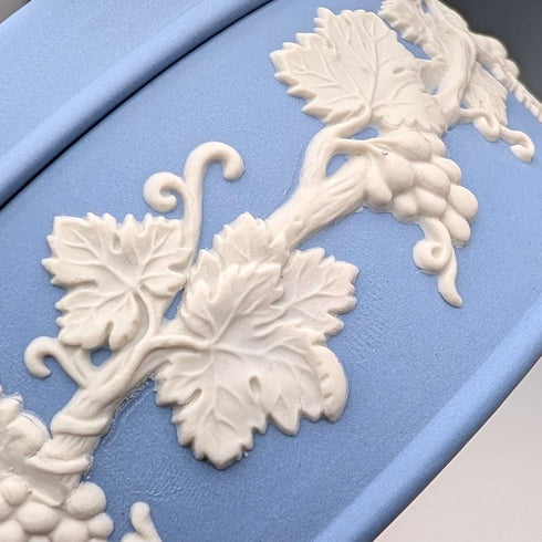 Vintage British Wedgwood Jasperware Round Bonbonniere in Pale Blue
