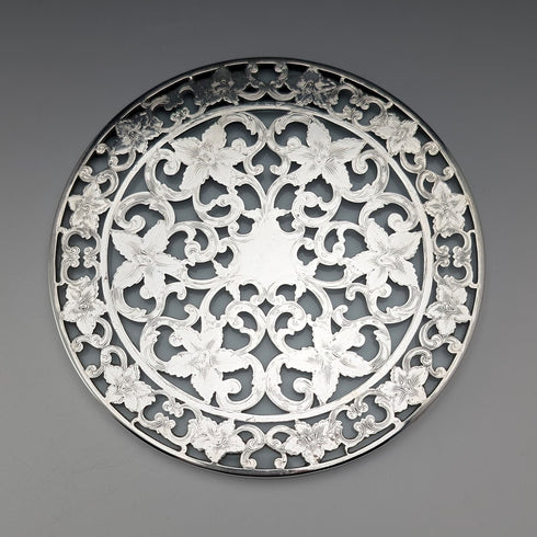 Vintage US Silver Overlay Coaster Dish, Webster