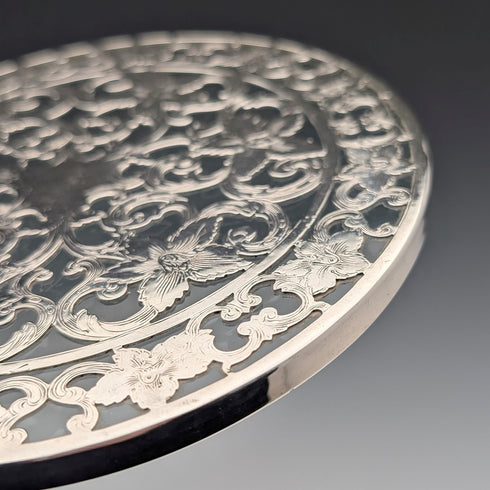 Vintage US Silver Overlay Coaster Dish, Webster