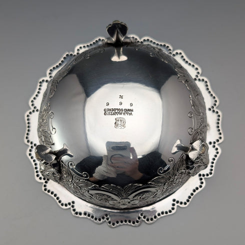 1891 British Antique Silverplate Footed Bowl, 13.5cm Diameter