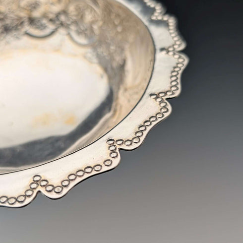 1891年 英国アンティーク シルバープレート製 脚付きボウル 直径13.5cm
