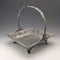 Antique American Britannia Metal Basket with Movable Handle and Legs, MERIDEN BRITANNIA