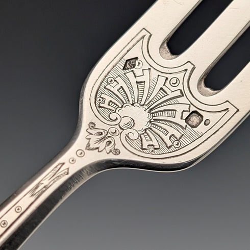 Late 19th Century French Antique Solid Sterling Silver Cutlery Set, 6 Pairs, Total 833g, Odiot